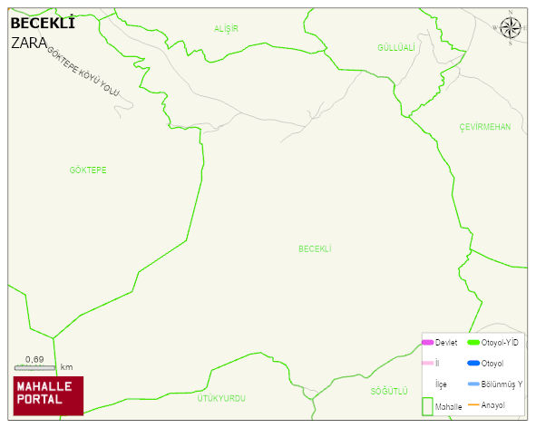 BECEKLİ Köyü Haritası | Uydu Görüntüsü ve Harita Detayları