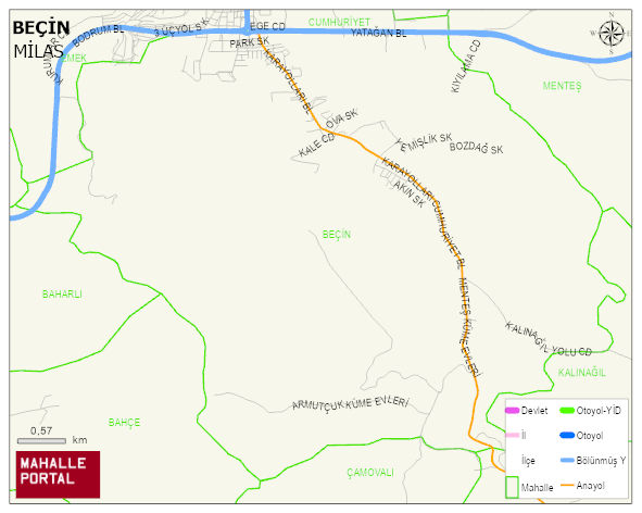 BEÇİN Mahallesi Haritası | Güncel Mahalle ve Köy Haritası