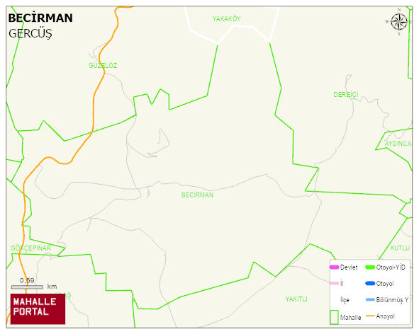 BECİRMAN Köyü Haritası | Mahalle ve Köy Sınırı