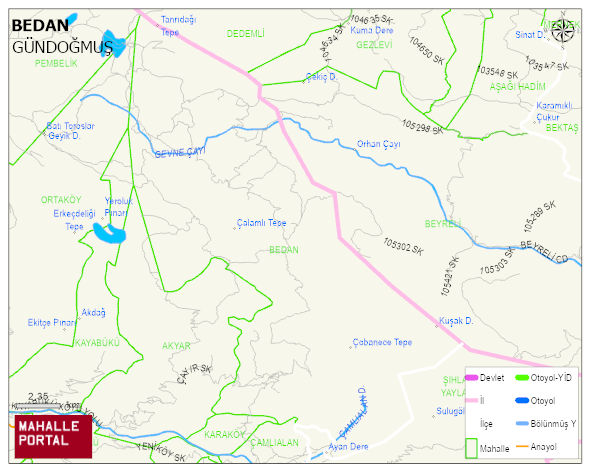 BEDAN Mahallesi Haritası | Detaylı Köy ve Mahalle Görünümü