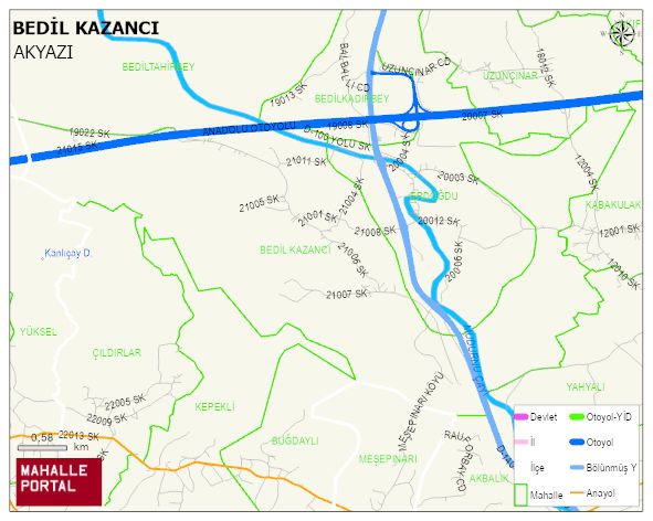BEDİL KAZANCI Mahallesi Haritası | Coğrafi Yapı ve Detaylı Haritası