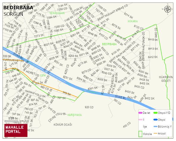 BEDİRBABA Mahallesi Haritası | Mahalle ve Köy Sınırı