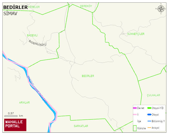 BEDİRLER Köyü Haritası | Yükselti ve Doğa Özellikleri