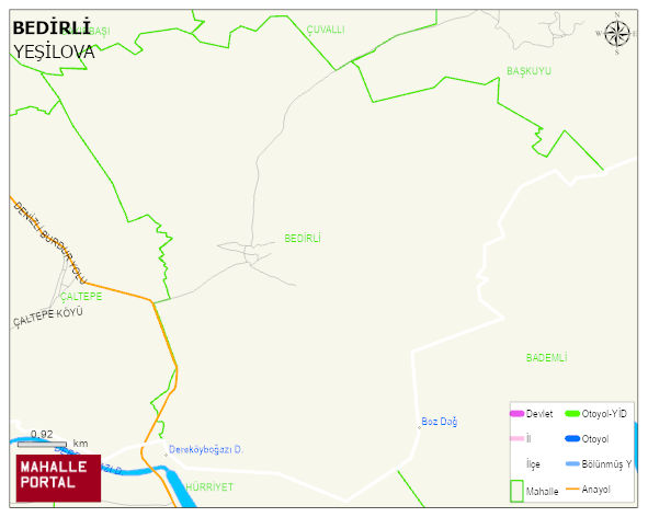 BEDİRLİ Köyü Haritası | İnteraktif Köy ve Mahalle Sınırları