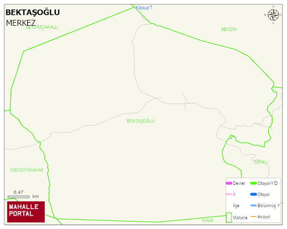 BEKTAŞOĞLU Köyü Haritası | Yükselti ve Doğa Özellikleri