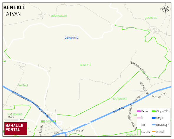 BENEKLİ Köyü Haritası | Dağlar, Ovalar ve Akarsu Bilgileri