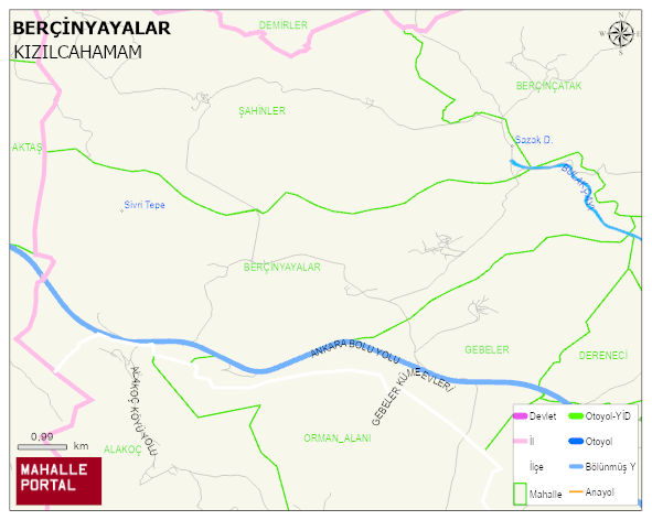 BERÇİNYAYALAR Mahallesi Haritası | İnteraktif Köy ve Mahalle Sınırları