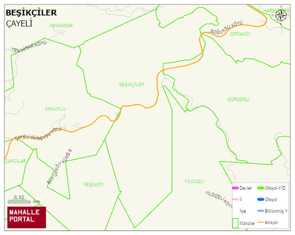 BEŞİKÇİLER Köyü Haritası | Yükselti ve Doğa Özellikleri