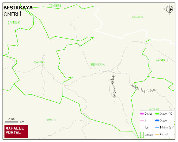 BEŞİKKAYA Mahallesi Haritası | Mahalle ve Köy Sınırı