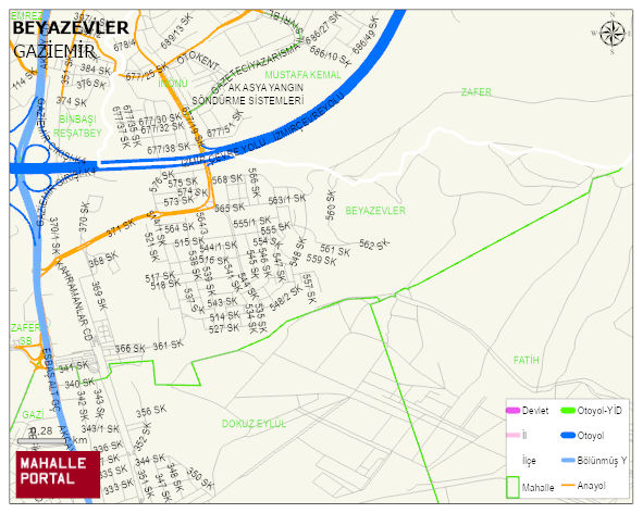 BEYAZEVLER Mahallesi Haritası | Sayısal Bölge Görünümü