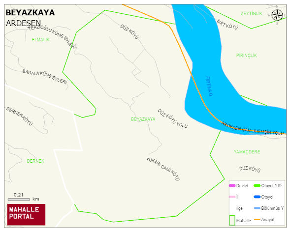 BEYAZKAYA Köyü Haritası | Mahalle Sokak Haritası