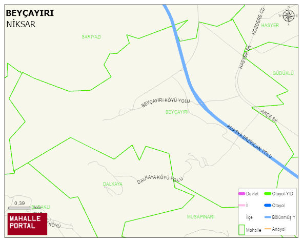 BEYÇAYIRI Köyü Haritası | Yükselti ve Doğa Özellikleri