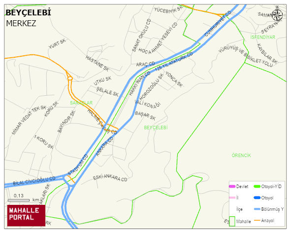 BEYÇELEBİ Mahallesi Haritası | Sayısal Bölge Görünümü