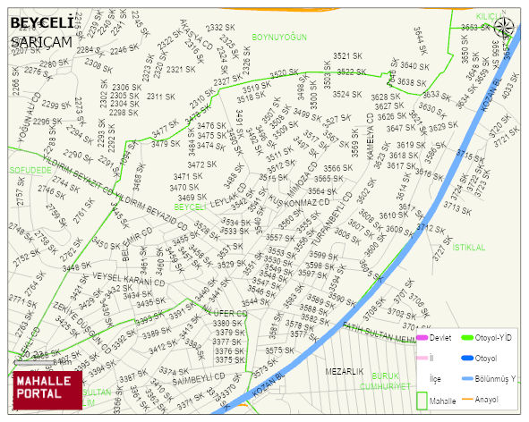 BEYCELİ Mahallesi Haritası | Yükselti ve Doğa Özellikleri