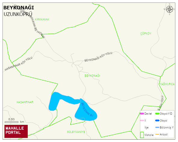 BEYKONAĞI Köyü Haritası | Mahalle ve Köy Sınırı