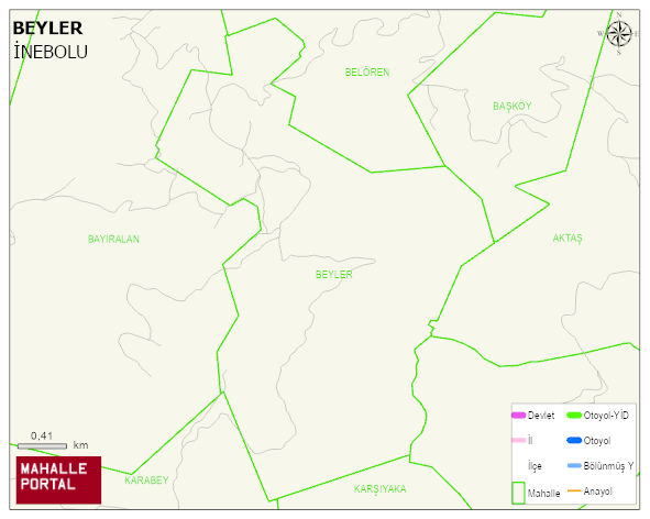 BEYLER Köyü Haritası | Yükselti ve Doğa Özellikleri