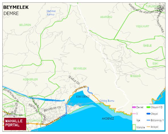 BEYMELEK Mahallesi Haritası | Yükselti ve Doğa Özellikleri