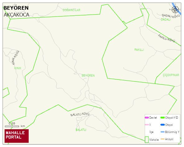 BEYÖREN Köyü Haritası | Dağlar, Ovalar ve Akarsu Bilgileri