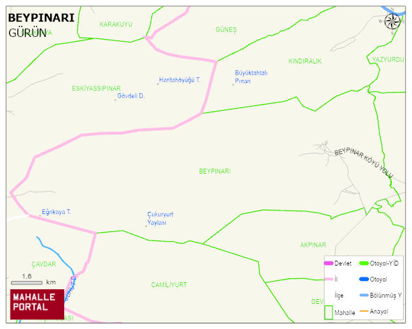BEYPINARI Köyü Haritası | Coğrafi Yapı ve Detaylı Haritası