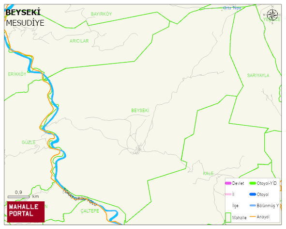 BEYSEKİ Mahallesi Haritası | Dağlar, Ovalar ve Akarsu Bilgileri