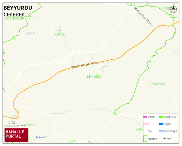 BEYYURDU Köyü Haritası | Dağlar, Ovalar ve Akarsu Bilgileri