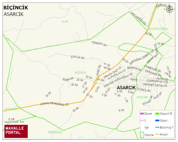 BİÇİNCİK Mahallesi Haritası | Güncel Mahalle ve Köy Haritası