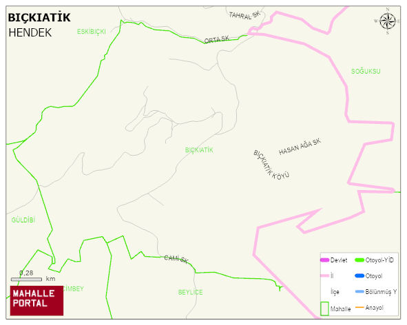 BIÇKIATİK Mahallesi Haritası | Coğrafi Yapı ve Detaylı Haritası
