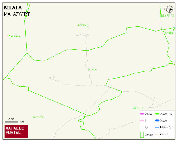 BİLALA Köyü Haritası | İnteraktif Köy ve Mahalle Sınırları