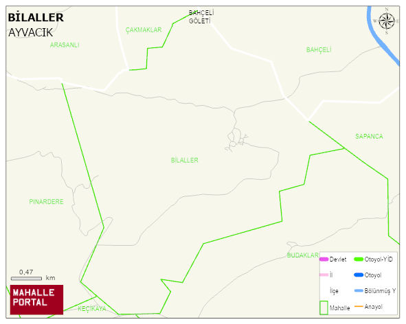 BİLALLER Köyü Haritası | Detaylı Köy ve Mahalle Görünümü