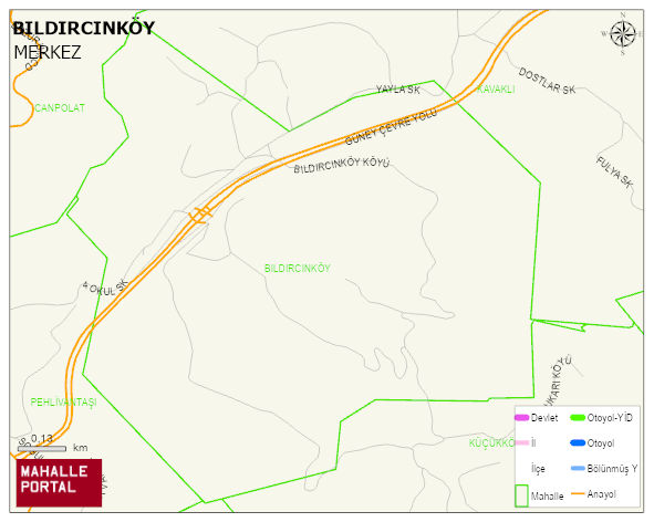 BILDIRCINKÖY Köyü Haritası | Mahalle ve Köy Sınırı