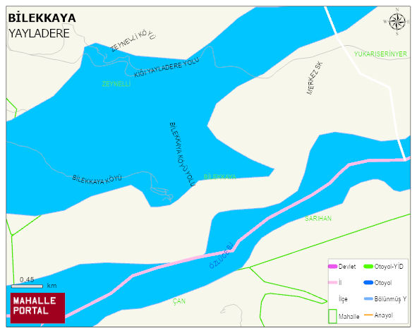 BİLEKKAYA Köyü Haritası | Dağlar, Ovalar ve Akarsu Bilgileri