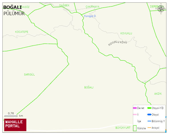 BOĞALI Köyü Haritası | Dağlar, Ovalar ve Akarsu Bilgileri