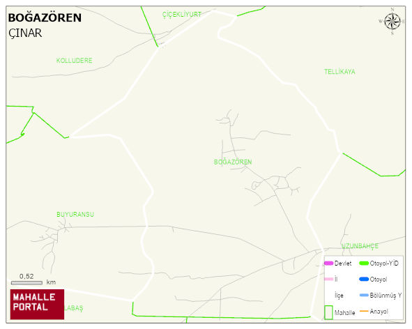 BOĞAZÖREN Mahallesi Haritası | İnteraktif Köy ve Mahalle Sınırları