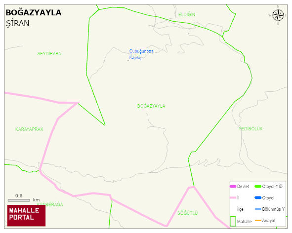 BOĞAZYAYLA Köyü Haritası | Dağlar, Ovalar ve Akarsu Bilgileri
