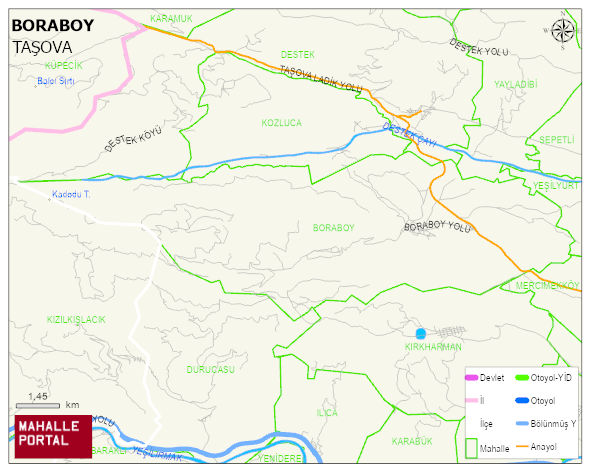 BORABOY Köyü Haritası | Yükselti ve Doğa Özellikleri