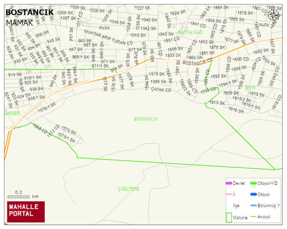 BOSTANCIK Mahallesi Haritası | İnteraktif Köy ve Mahalle Sınırları