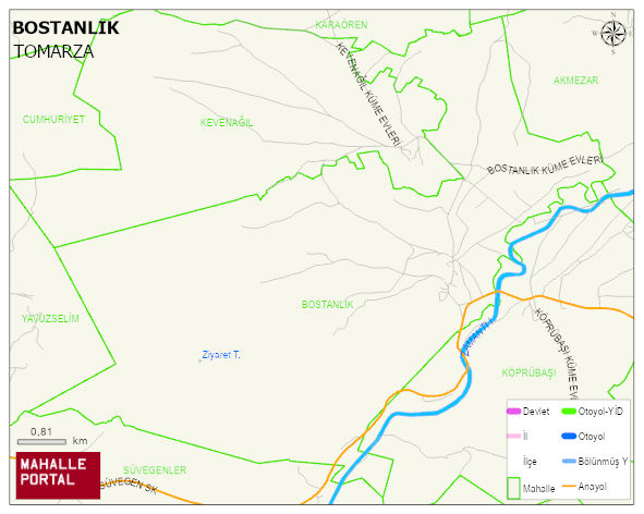 BOSTANLIK Mahallesi Haritası | Dağlar, Ovalar ve Akarsu Bilgileri