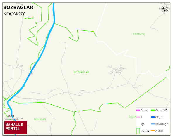 BOZBAĞLAR Mahallesi Haritası | Yükselti ve Doğa Özellikleri