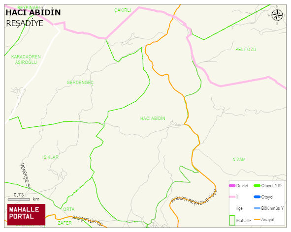 BOZÇALI BELDESİ HACI ABİDİN Mahallesi Haritası | Yükselti ve Doğa Özellikleri