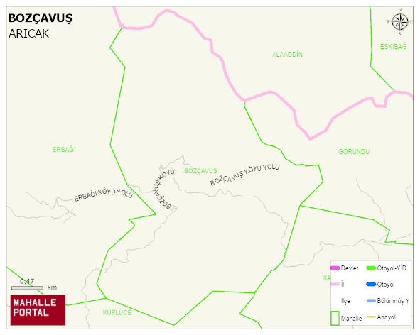 BOZÇAVUŞ Köyü Haritası | Dağlar, Ovalar ve Akarsu Bilgileri