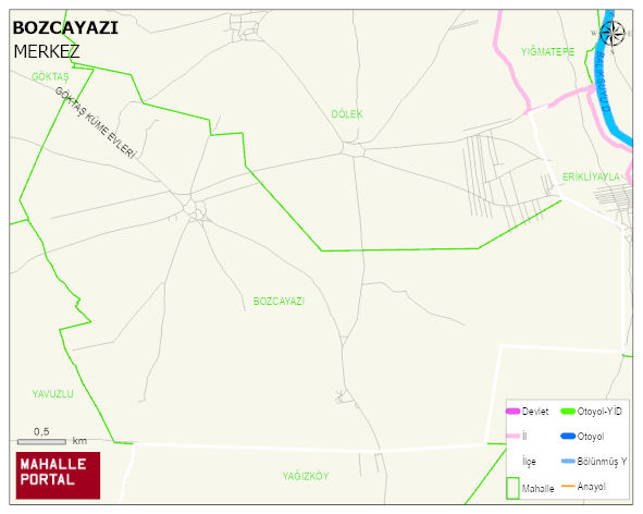 BOZCAYAZI Köyü Haritası | Yükselti ve Doğa Özellikleri