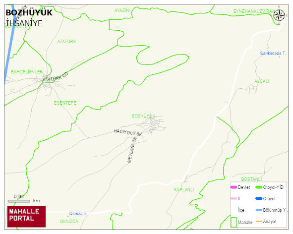BOZHÜYÜK Köyü Haritası | Mahalle ve Köy Sınırı