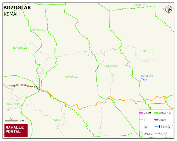 BOZOĞLAK Köyü Haritası | Güncel Mahalle ve Köy Haritası