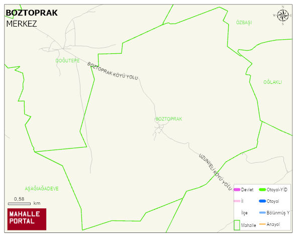 BOZTOPRAK Köyü Haritası | İnteraktif Köy ve Mahalle Sınırları