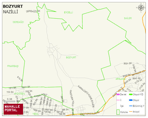 BOZYURT Mahallesi Haritası | Coğrafi Yapı ve Detaylı Haritası
