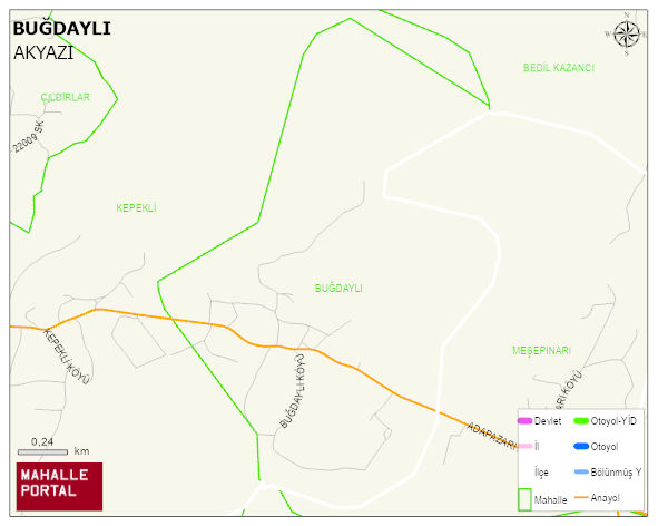 BUĞDAYLI Mahallesi Haritası | Mahalle ve Köy Sınırı