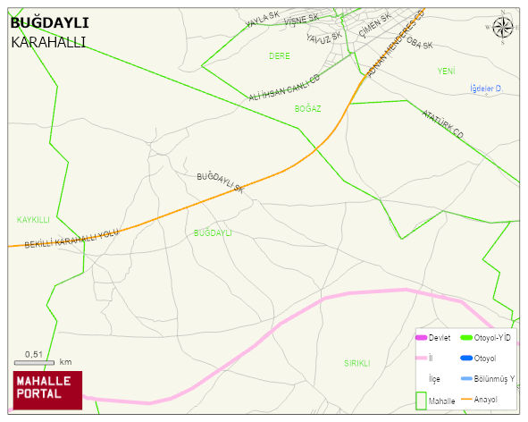 BUĞDAYLI Mahallesi Haritası | Sayısal Bölge Görünümü