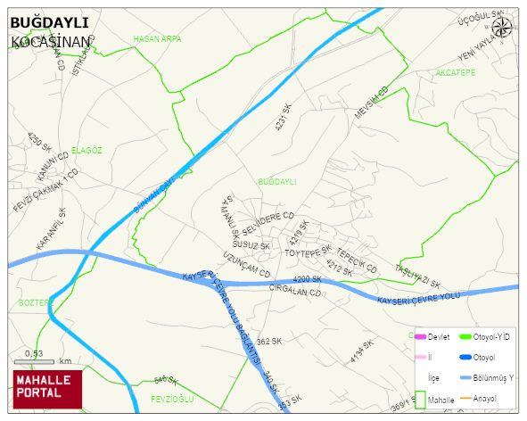 BUĞDAYLI Mahallesi Haritası | İnteraktif Köy ve Mahalle Sınırları