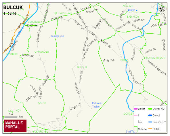 BULCUK Mahallesi Haritası | Dağlar, Ovalar ve Akarsu Bilgileri