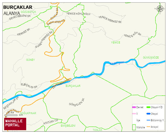 BURÇAKLAR Mahallesi Haritası | Coğrafi Yapı ve Detaylı Haritası